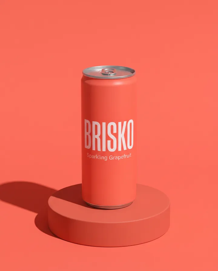 The BRISKO can on a coral plinth